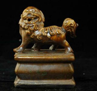 Chinese Old Porcelain Lion Statue Seal B02
