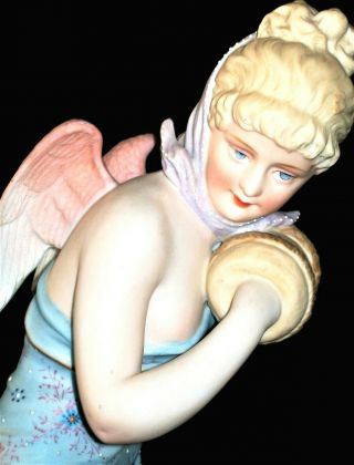 Antique German Dresden Victorian Lady Cherub Bathing Beauty Doll Bisque Figurine