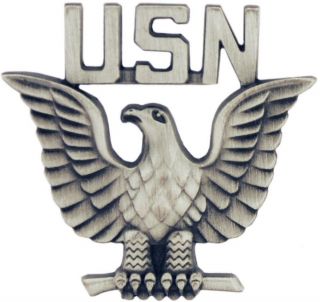 United States Navy Enlisted Eagle Badge Lapel / Hat Pin 1 - 1/4 " Pewter