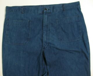 Men ' s 1980s VTG US NAVY MILITARY DUNGAREES Bell Bottom Denim Jean 38 