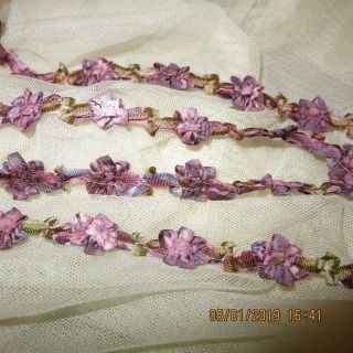 FRENCH STYLE ROCOCO ROSETTE PASSMENTERI OMBRE ORCHID PLUM TRIM JACQUARD 1YD 2