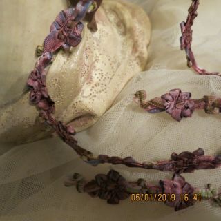 FRENCH STYLE ROCOCO ROSETTE PASSMENTERI OMBRE ORCHID PLUM TRIM JACQUARD 1YD 5