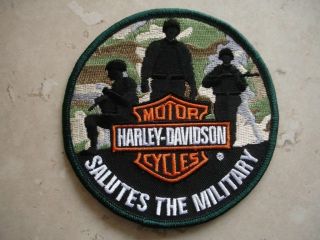 Harley Davidson " Salutes The Military " Patch - Camo Soldier 2012 - Usa Salute