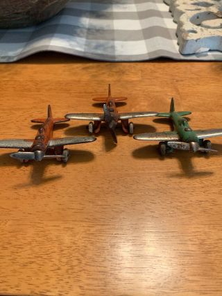 3 Vintage Hubley Cast Iron Airplanes