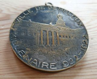 Very rare Art nouveau Ville De Gembloux Millenaire 922 - 1922 millennia medal coin 3