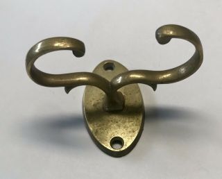 Antique Mantel Mount Brass Fireplace Jamb Hook Double Hearth Tools Holder