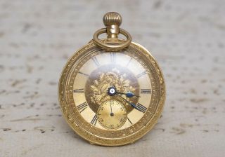 EROTIC PAINTING 18k Solid Gold Antique Pocket Watch 4