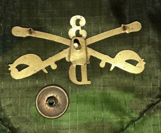 Spanish American War,  US Army 3rd Cavalry Regiment Co “D” Cap Badge,  Screw - Back 3
