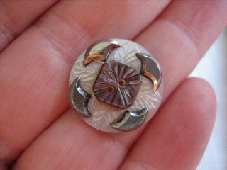 Vintage Small 3/4 " Mop Mother Of Pearl Shell Button,  Cut Steels - Pp56