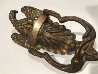 Antique Victorian Heavy Bronze American Eagle Door Knocker,  8 " Tall X 4 " Brass