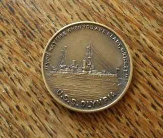 1898 U.  S.  S.  Olympia Made From Propeller of Admiral Dewey ' s Flagship Medal 2