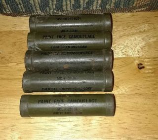 Vintage Us Army Issue Two Color Camo Face Paint Tube Total Of 5 Tubes