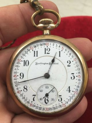 Vintage Burlington Special Pocket Watch 19 Jewels Double Roller Gold Filled