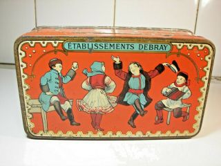 Rare French Ad Biscuits Tin Debray 1920 Russian Dancers Blechdose Art Deco
