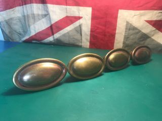 4 Vintage Victorian Brass / Copper Coated Oval Reclaimed Door Knobs Handles