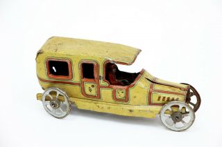 Vintage Georg Fischer Germany Tin Penny Toy Sedan Limousine w/ Chauffer 3