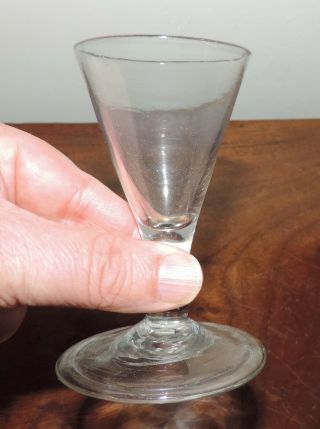 Antique European Red Wine Sherry Flute Glass 18th 19th c.  Rough Pontil England 2