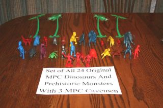 Complete Vintage Mpc Playset Of 24 Dinosaurs And Prehistoric Monsters 10 - Marx