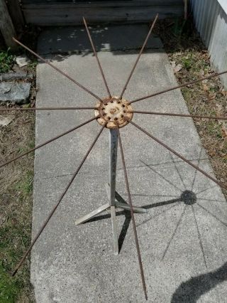 Antique Primitive Wood Drying Rack Clothes Dryer Umbrella Style Early 1900 