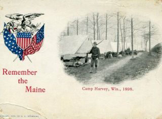 1898 Postcard - Camp Harvey,  Wi Remember The Maine