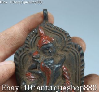 Black Bronze Cinnabar Yab - Yum Guru Padmasambhava Buddha Pendant Amulet Statue 4