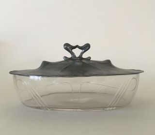 Orivit,  Kayserzinn,  Juventa,  Art Nouveau Jugendstil Pewter Butter Dish / Terrine