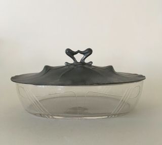 Orivit,  Kayserzinn,  Juventa,  Art Nouveau Jugendstil pewter Butter dish / terrine 3