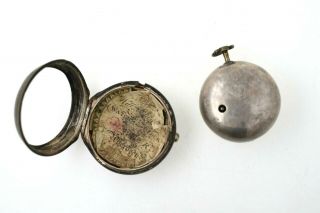 Pair Cased Silver Verge Fusee Pocket Watch Circa 1750 Chas.  Bilfield London RUNS 6