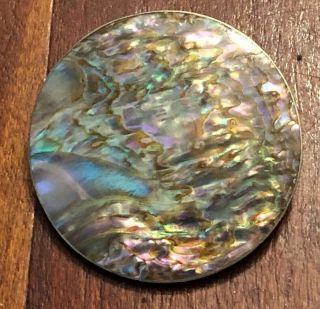 Antique Irresistible Iridescent Pearl Shell Button Set In Metal Large 1 7/16 "