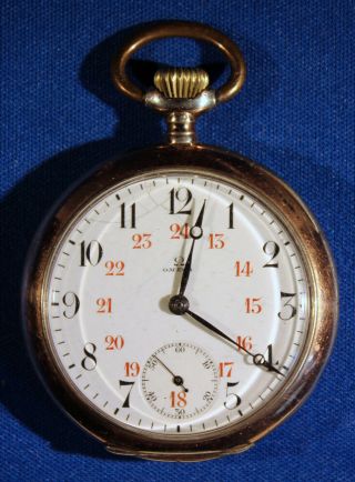 Antique Omega Grand Prix Paris 1900 Open Face Pocket Watch - 800 Silver Case