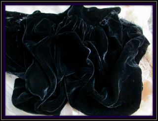 Antique Soft Black Silk Velvet Gathered Fabric Fragment Dress Salvage 20s - 30s