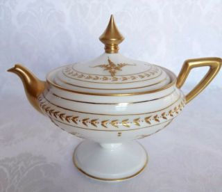 Antique B&h Limoges France Blakeman Henderson Footed Teapot Heavy Gold Encrusted