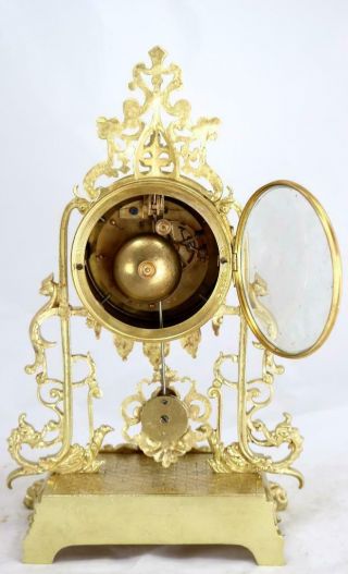 Antique 19th c French Gilt Pierced Bronze Mantle Clock Garniture Set 11