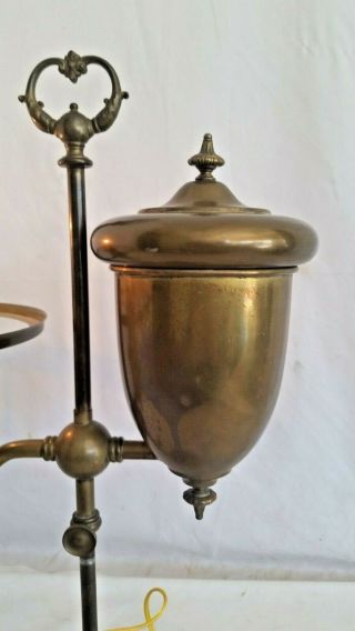 Antique B & H,  Duplex Bradley Hubbard Brass Student Oil Lamp Electrified 21 