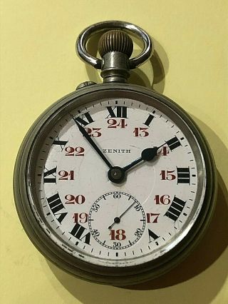 Vintage Zenith Grand Prix Paris 1900 Pocket Watch,  Railroad