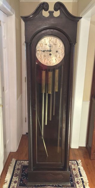 Vintage Colonial 1353 Grandfather Clock 5 Tube Running Striking? Chiming?