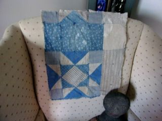 Early Antique Quilt Pc Great Blue Calico