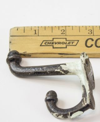 26 Vintage Cast Iron Coat Hooks School Factory black w white paint acorn tip 4