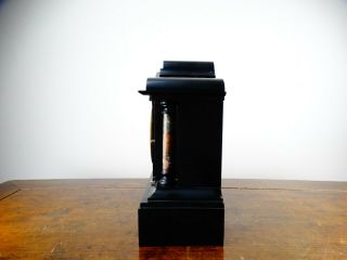 Antique Victorian Mantel Clock by Ansonia in Black Slate & Marble Striking 8 Day 6
