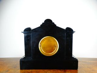 Antique Victorian Mantel Clock by Ansonia in Black Slate & Marble Striking 8 Day 7