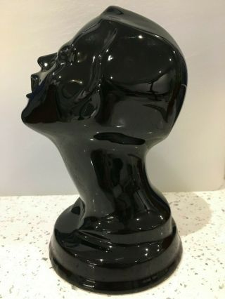 Black Glazed Art Deco Style Ladies Head Ceramic Sculpture