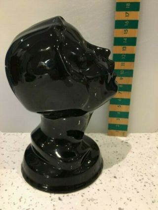 Black Glazed Art Deco Style Ladies Head Ceramic Sculpture 5