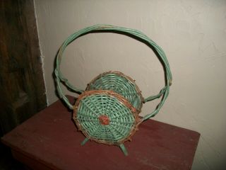 Very Unusual Vintage Wicker Painted Basket