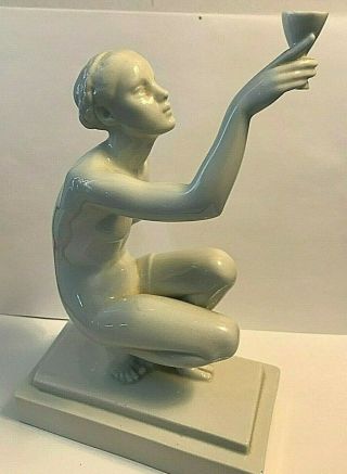 Antique Herend Hungary Figurine Female Lady Art Deco Nude 5737