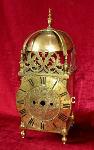Quality Constructed Antique English Lantern Brass Clock Case
