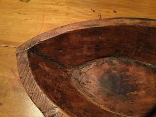 ANTIQUE PRIMITIVE HAND CARVED WOODEN DOUGH BOWL TROUGH Patina Early 15 x 8.  5 In 2