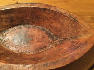 ANTIQUE PRIMITIVE HAND CARVED WOODEN DOUGH BOWL TROUGH Patina Early 15 x 8.  5 In 3