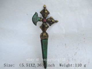 Old Sword Weapon Nepal Turquoise Copper Buddhist Taoist Exorcism Multiplier B01