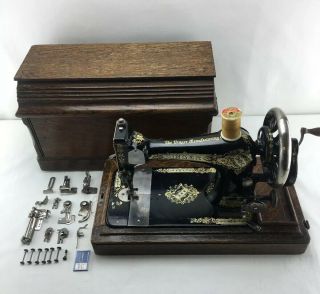 1913 Model 28k Singer Hand Crank Sewing Machine W Case - Fast Ship - R03