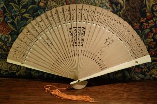 An Antique 19th Century Chinese Export Brise Hand Fan,  8 "